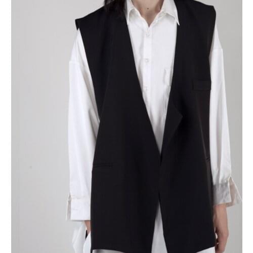 Autumn and winter mens new pure color leafing collarless mens high quality art fashion personality loose leisure suit vest