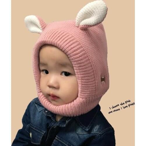 Winter Baby Hat Cartoon Style Ear Crochet Knitted Caps for Infant Boys Girls Children New Fashion Kids Winter Neck Warmer Caps