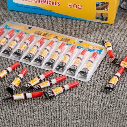 10pcs Set Super Liquid Glue 502 Leather Wood Rubber Metal Instant Strong Bond Touch Screen Cyanoacrylate Adhesive Nail Glue Tool