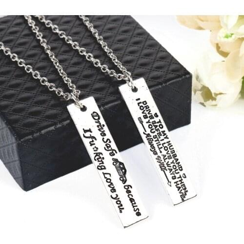 2pcs Necklaces for Women Men Drive Safe Because I love you Letters Pendants Necklaces New Arrivals Jewelry Choker Chain Charms