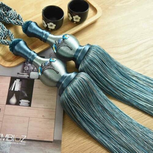 2Pcs Handmade Curtain Tassel Fringe Curtain Hanging Ropes Tiebacks Buckle Straps Curtain Accessories Drapery Home Decor
