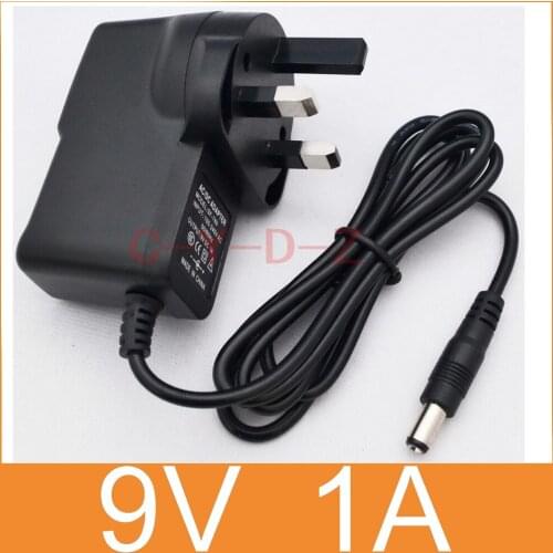 50PCS 9V1A AC 100V-240V Converter Adapter DC 9V 1A Power Supply 1000mA UK 3 Plug DC 5.5mm x 2.1mm