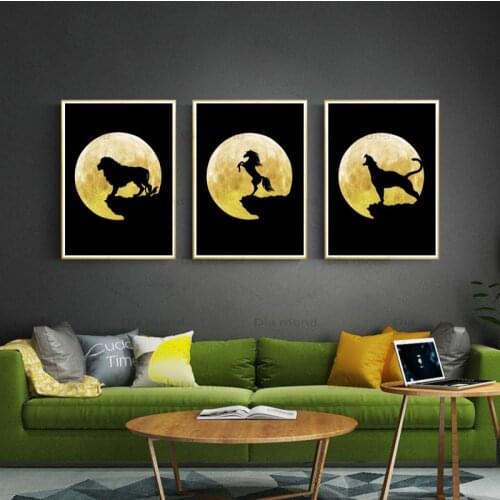 5D DIY Diamond Painting Moon Cross Stitch Lion Horse Leopard Moon Landscape Mosaic Posters Animals Wall Art Pictures Home Decor