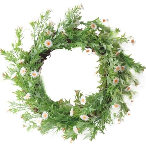 Artificial Silk Flower Wreath With Green Leaves For Front Door Welcome Door Wreath For Wedding Wall Home Decor