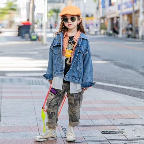Letter Jean Spring Autumn Coat Girls Kids Outerwear Teenage Top Children Clothes Costume Evening Party High Quality
