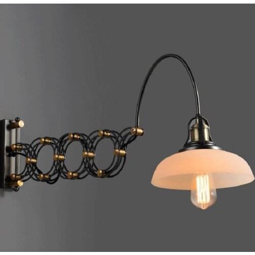 Personalized creative American balcony retro industrial restaurant bed European simple glass retractable wall lamp