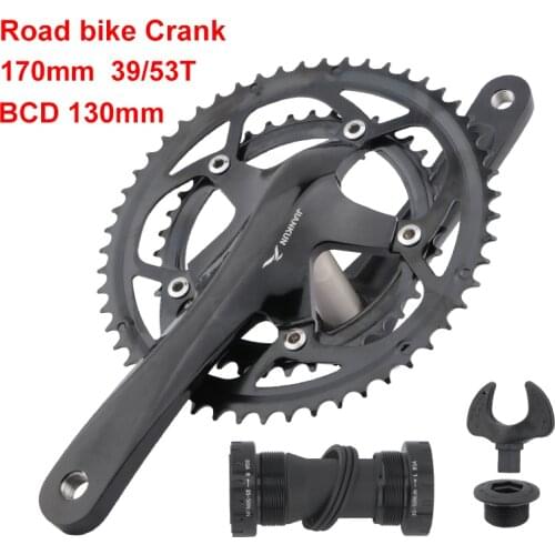 JIANKUN Road bike crank 130BCD hollow double disc 20/22 speed folding bike crank 39-53T chain ring road bike crank set parts