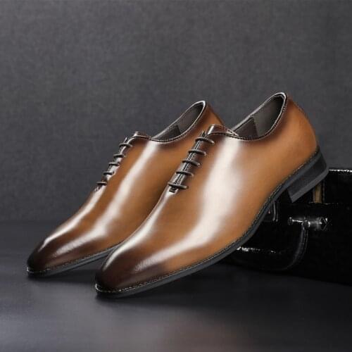 Yomior Spring New Fashion Men Shoes Genuine Leather Formal Dress Loafers Japanese Vintage Business Wedding Lace-Up Oxfords
