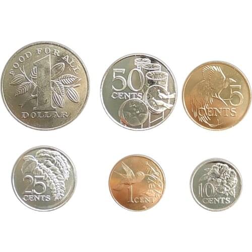 Set 6 Coins from Trinidad and Tobago America New Original Coin Unc Genuine Coins 100% Original