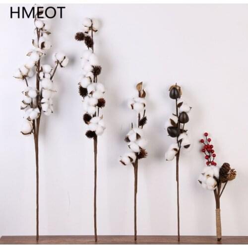 Naturally Dried Cotton Stems With Berry Artificial Flower Filler Flower Decor For Home Wedding Christmas Party Supplies Gifts