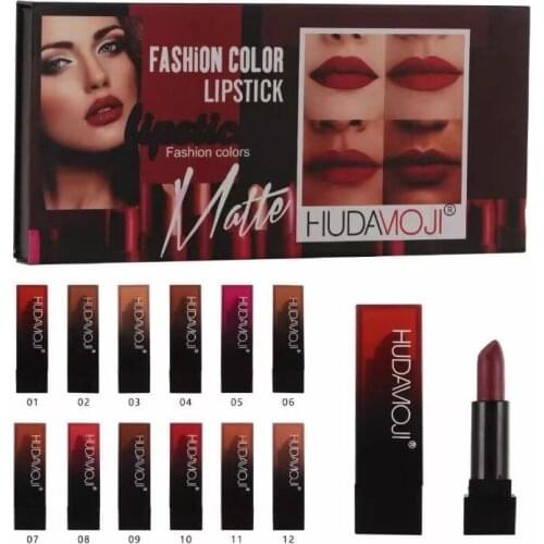 2019 new HUDAMOJI 12 color Lipstick palette cream lip makeup long-lasting cosmetics limited edition Lipstick palette free shipp