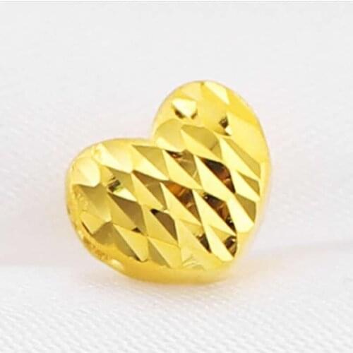 New 24K Yellow Gold Pendant Carved Heart Pendant Women 999 Yellow Gold Pendant