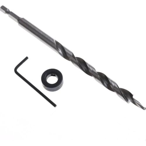 New 3/8" Hex Pocket Hole Twist Step Drill Bit+Stop Collar Set For Kreg Jig Guide Whosesale