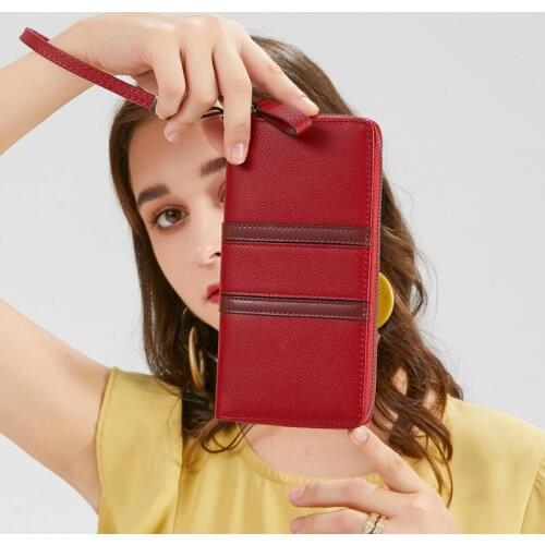 New Fashion Phone Pocket Designer Women Wallet With Wrist Strap Pu Leather Ladies Purse Female Card Holder Long Clutch
