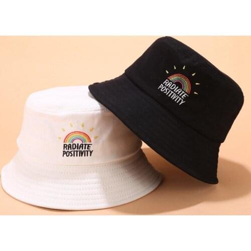 2019 New Rainbow Bucket Hat cotton Unisex Bob Caps Hip Hop Gorras Men Women panama summer color sunscreen Bucket Hat