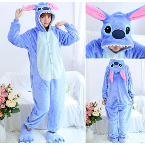 Women Stitch Pajamas Sets Flannel Cute Unicorn Animal Pajamas Women Winter unicornio Nightie Pyjamas Sleepwear Homewear