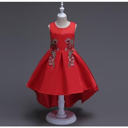 Girl Embroidered Dresses Children Trailing Dresses Girl Flower Dresses