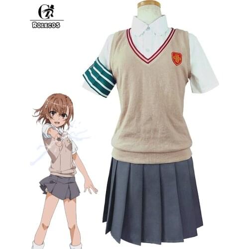 ROLECOS Toaru Kagaku no Railgun Cosplay Costume Misaka Mikoto Cosplay School Uniform Toaru Majutsu no Index Costume Halloween
