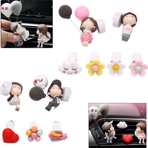 Lovely Couple Girl Boy Car Air Vent Freshener Essential Oil Perfume Clip Scent Aromas Diffuser Decor Auto Interior Ornaments