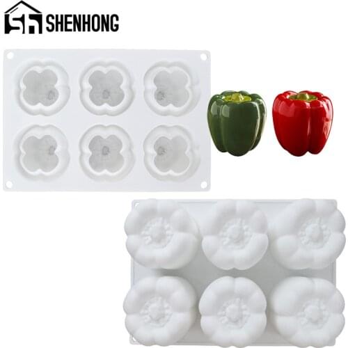 SHENHONG Chili-Shaped Silicone Mold 6 Cavity Mousse Cake Molds Dessert Decoration Pastry Mould Bakeware Kitchen Baking Tools