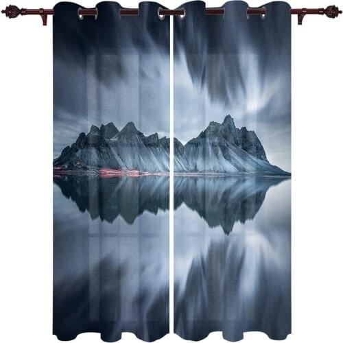 Lake Snow Mountain Modern Living Room Curtains Polyester Used In Kitchens Used In Bedroom Window Decorations Custom Size