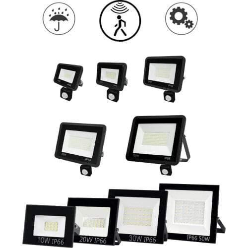 LED FloodLight Reflector Spotlight outdoor Exterior Lighting optional pir motion sensor Rechargeable Wall lamp Garden light Nigh