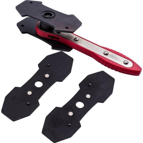 Ratcheting Brake Caliper Piston Spreader Press Wrench Tool w/ 2 Sizes Piston Plate