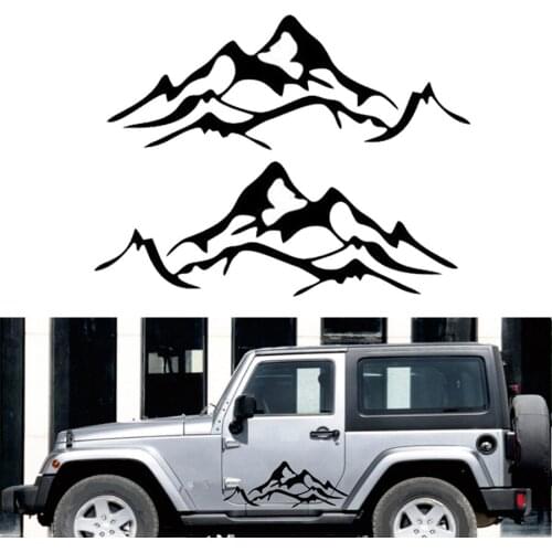 1pair Car Sticker Car body Decal Mountain Graphic Vinyl For Jeep Wrangler Rubicon Sahara Ku-54