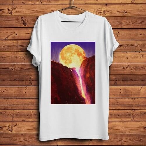 Moon Lava Waterfall funny geek t shirt homme men summer new white casual short sleeve tshirt unisex streetwear tee