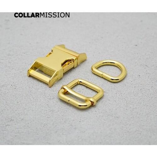 Yellow Gold Metal Plated Buckle (Metal Buckle+ Adjust Buckle+ D Ring ) For Backpack Webbing Dog Collar Bag DIY 25mm Accessory