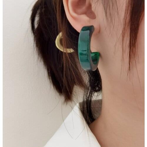 S925 Silver Ear Needle Stud Earrings Minimalist Fashion Resin C Design With 14kGold Korea Jewelry for Women HYACINTH Hotsale