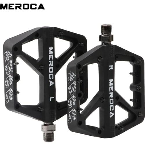 MEROCA 1 pair bicycle pedal nylon fiber widened non-slip bicycle platform pedal 9/16 inch MTB non-slip pedal bicycle accessories