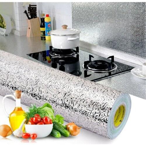 1 Roll Of Wall Sticker Waterproof Oil-proof Aluminum Foil Kitchens Self -Adhesive Wall Sticker For Home Kitchen Stove Lampblack