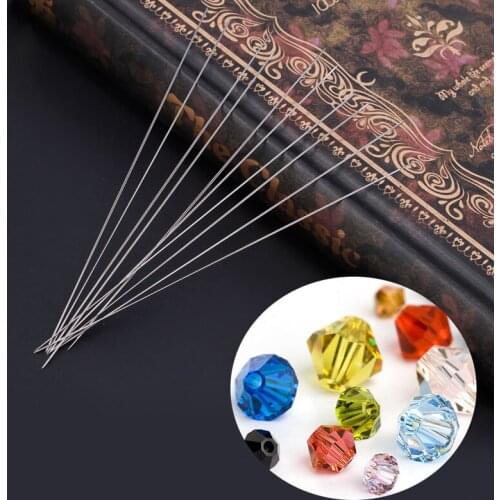10x Big Eye Curved Beading Needles Threading String Cord Jewelry Tool 0.6x 100mm