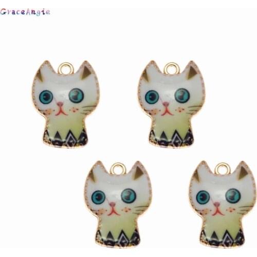 10PCS Enamel Charms for Jewelry Making Floating Metal Cat Pendant For Women Jewelry DIY fashion Valentines Day Accessories Gift