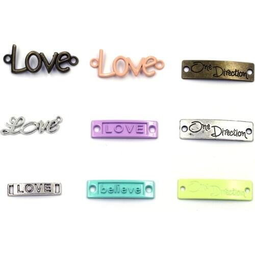 10Pcs Connectors Love Believe Valentines Day Zinc Metal Alloy For Charms Necklaces Jewelry DIY Findings
