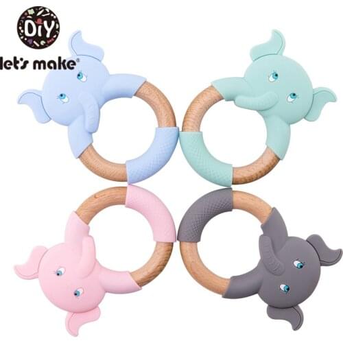 Lets Make 4pc Baby Silicone Teether Cartoon Elephant Shaped Food Grade Materials Chew Silicone Baby DIY Teether Accessories