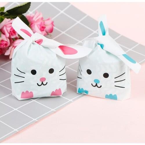 50pcs Cute Long Rabbit Ear Bags Cookie Candy Plastic Bags Gift Bags For Snack Baking Package And Event Party Supplies