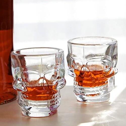 Big Skull Cup Whiskey Double-Walled Wine Glass For Vodka Crystal 500ML Transparent Halloween Home Party Glasses Drinkware