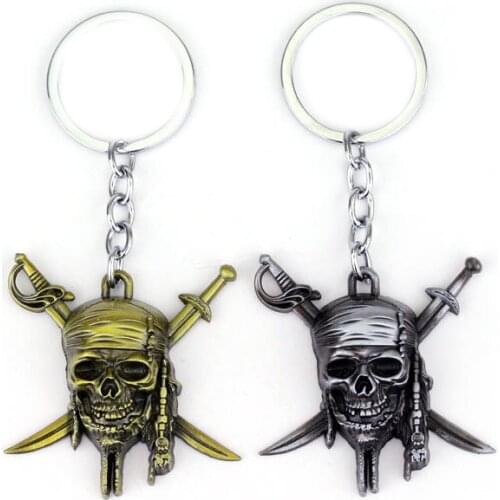 Pirates Of The Caribbean Skull Keychain Captain Jack Pendant Keyring