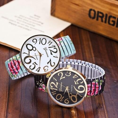 2021 New Geneva Fashion Watches Montre Femme Branded Elasticity Strap Floral Womens watches Gift Mens watch Relogio masculino