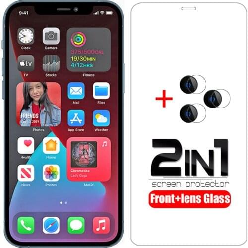 Case For Iphone 12 Pro Max Mini Cover Tempered Glass Screen Protector Camera Lens Film On i Phone 12mini 12pro Protective Coque