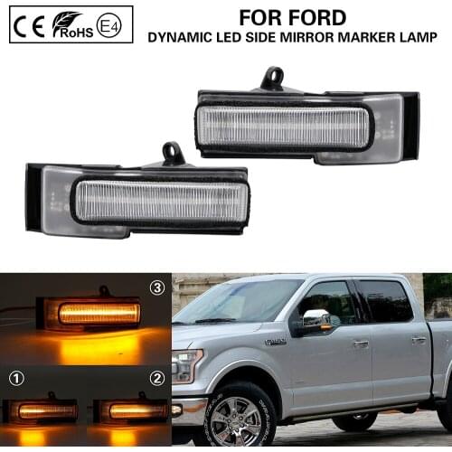For Ford F150 2015-2018 Dynamic LED Side Mirror Marker Lamp light Turn Signal Lamp 2PCS Clear lens
