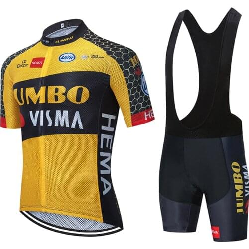 JUMBO VISMA Team Cycling Jersey Men Bicycle clothes Bike Clothing Short Sleev Breathable Suit shorts Mtb Enduro Quick Dry Yellow