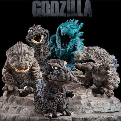 5pcs Godzilla VS Kong King of Monsters Movie Anime Action Figure Toy Model Dinosaur Joint Movable Gojiras Gojira Kids Xmas Gift