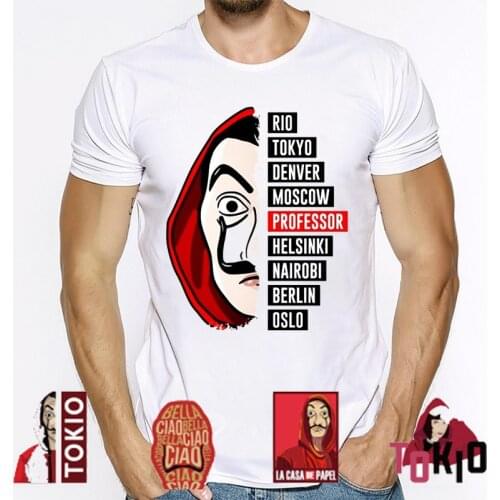 La Casa De Papel T Shirt House of Paper Tshirt Men Funny Design Money Heist Tees TV Series Tshirts Short Sleeve T-Shirt Hip Hop