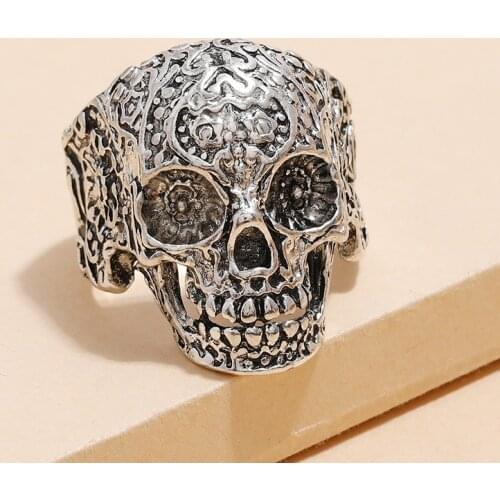Gothic Vintage Skull Rings for Men Hip Hop Style Steam Punk Biker Mens Rings Male Halloween Party Jewelry Gift Accessories