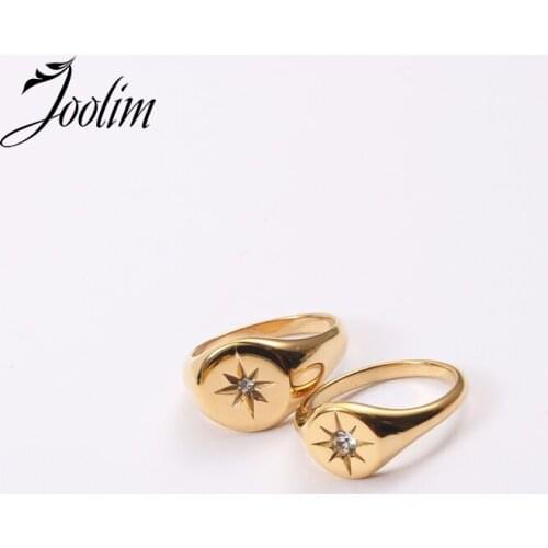 Joolim High End 18K Gold PVD Fashionable M Word Star Rings for Women Stainless Steel Jewelry Wholesale