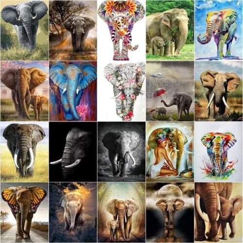 GATYZTORY Oil Painting By Number Africa Elephant HandPainted Painting Drawing On Canvas Animal Unique Gift Home Decoration