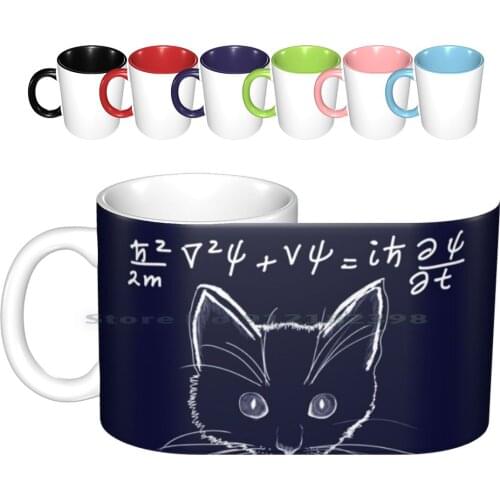 Schr?dinger Equation Ceramic Mugs Coffee Cups Milk Tea Mug Equation Schr?dinger Quantum Physical Mechanics Cat How Many Waves